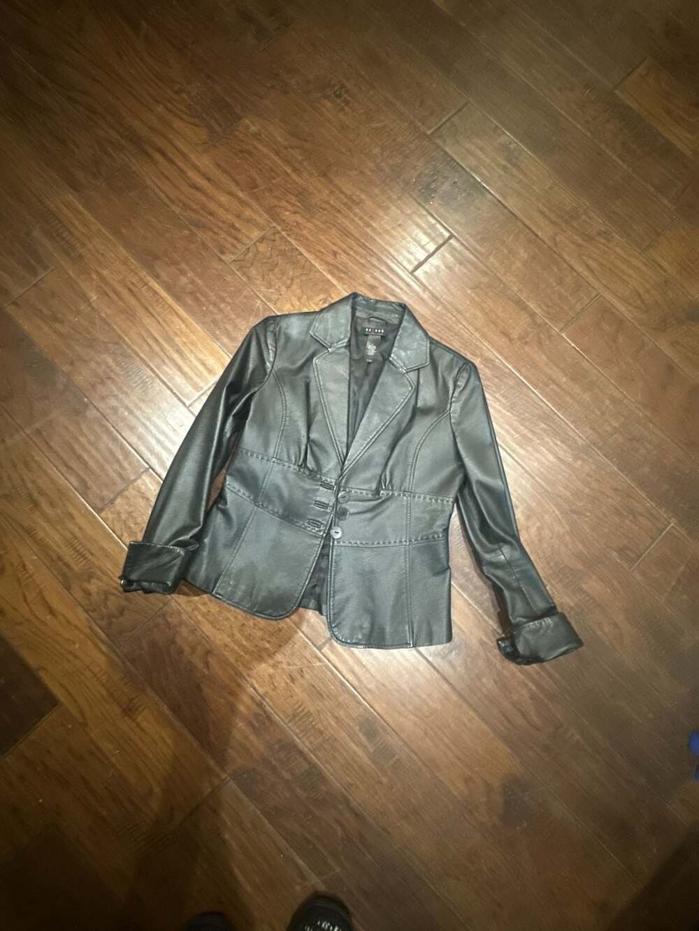 Axcess Leather Jacket Size 6 Black Blazer Coat